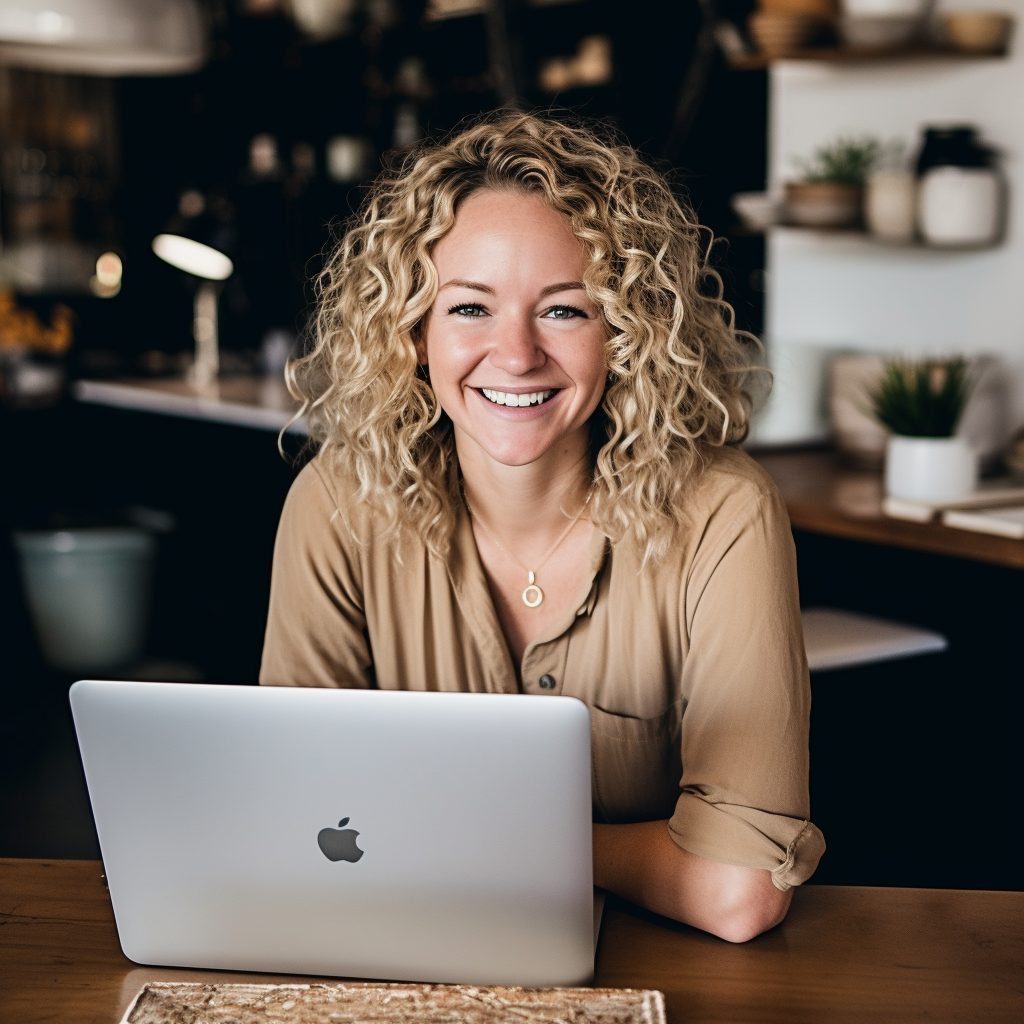 an image of an entrepreneur woman with blonde curly hair - Online website maken, professionele website maken